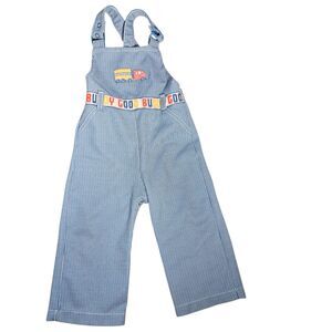 Vintage Carters Overalls Size 24 Months Blue Striped Good Buddy Semi Truck Boys